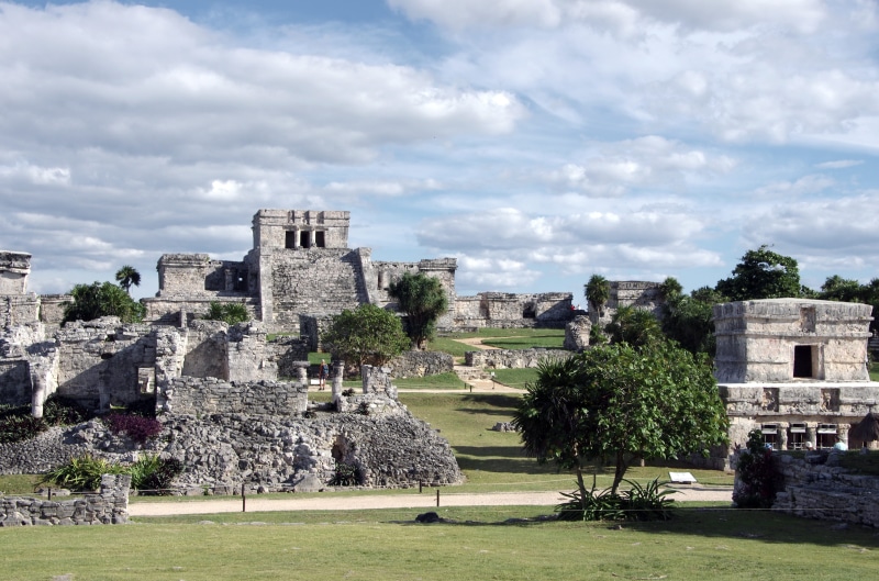 travel, tree, maya, plant, no people, ancient civilization, water, tulum, cloud - sky, yucatan, outdoors, built structure, day, architecture, building