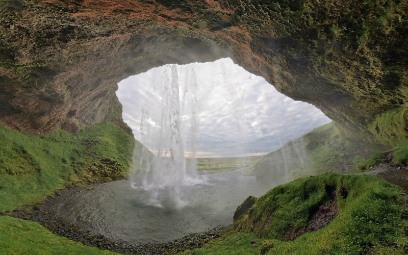 flowing, power in nature, beauty in nature, cave, sky, long exposure, nature, non-urban scene, flowing water, outdoors, land, solid, 720P, lake, day, waterfall