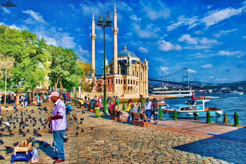 HDR, architecture, men, religion, Turkey, Islamic architecture, Islam, 1080P, adult, building, travel, place of worship, large group of people, cloud - sky