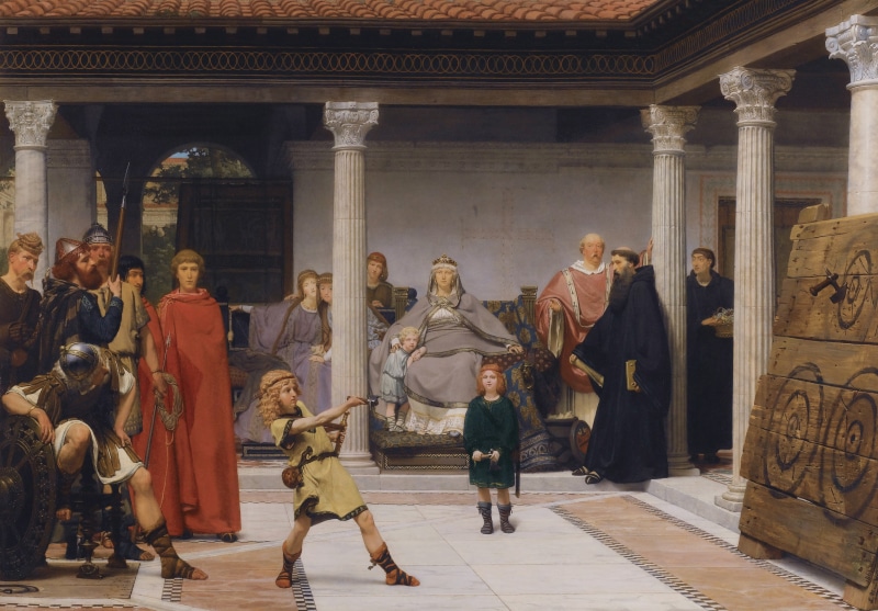 genre, Lawrence Alma-Tadema, picture, The Education Of The Children Of Clovis, 4K, history, mythology