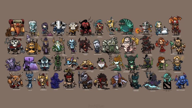 studio shot, Lina, Valve Corporation, choice, Natures Prophet, abundance, side by side, Ursa, clip, arrangement, heroes, indoors, Valve, wall - building feature
