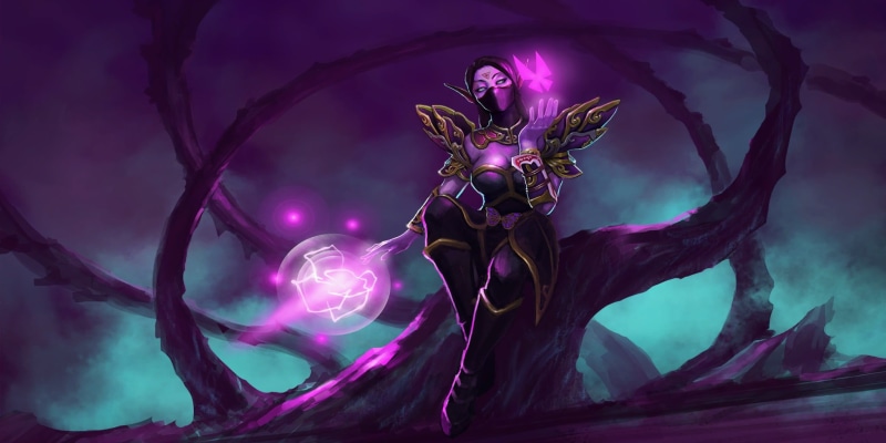night, branch, tree, video games, Valve, growth, no people, Online games, Defense of the ancient, flower, Dota 2, art and craft, vulnerability, hero, female