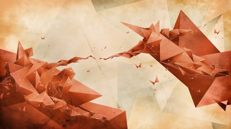 digital art, red, geometry, 2K, The Creation of Adam, low poly