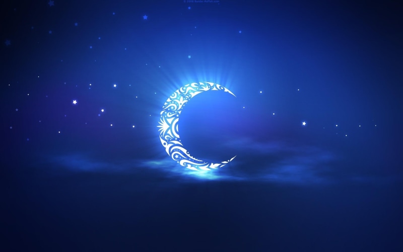  Moon, Crescent, Sky, 2K, Artistic, half, Creation