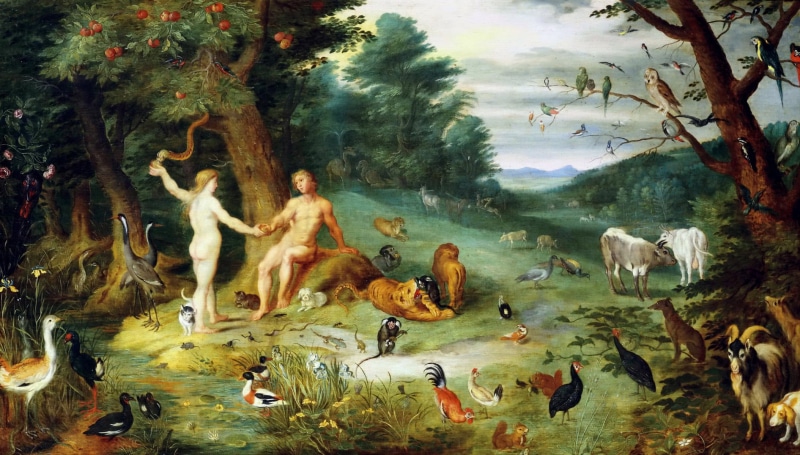 The Temptation Of Adam, tree, high angle view, lake, beauty in nature, animal themes, 1080P, reflection, mythology, outdoors, day, large group of animals