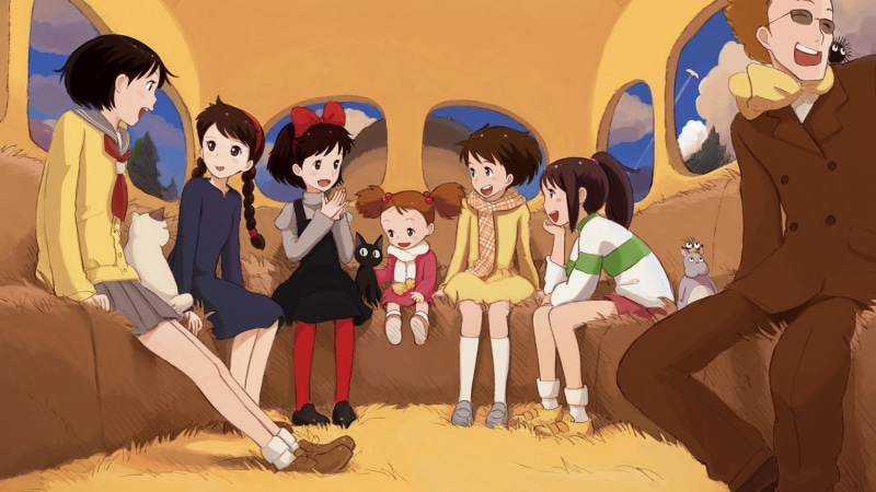 standing, females, indoors, studio ghibli my neighbor totoro castle in the sky kikis delivery service spirited away, girls, males, adult, men, childhood