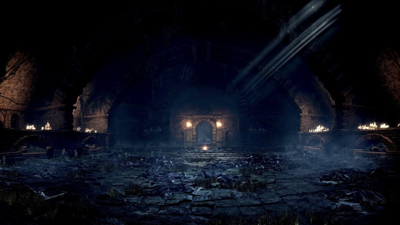 obsolete, architectural column, ruined, Undead Legion, architecture, black, bad condition, video games, Abyss Watchers, dirty, old ruin, indoors, screen shot