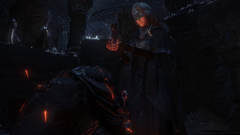 iii, hd, video, Video Games, Dark Souls III, art, warm clothing, holding, nature, illuminated, winter, software, men, night, real people, clothing, 1920x1080 px