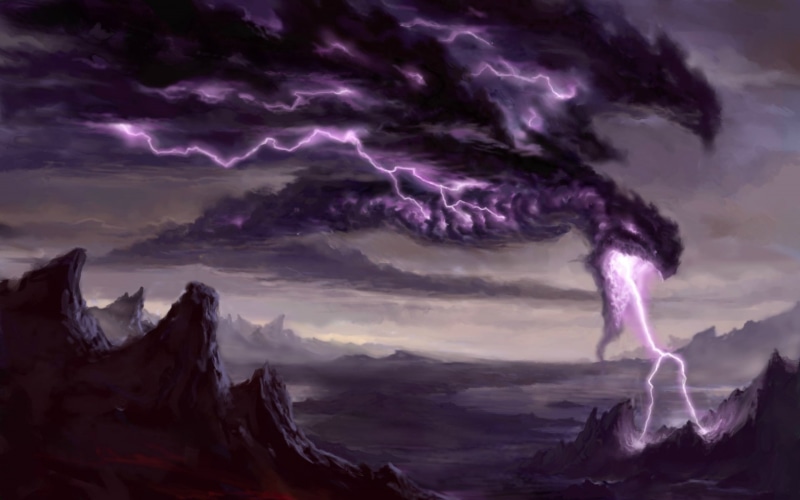purple, landscapes, magic, 1080P, games, spooky, decks, fire, artistic, cards, thunder, dragons, dark, storm, hell 039 s, fantasy, wings, clouds, scary