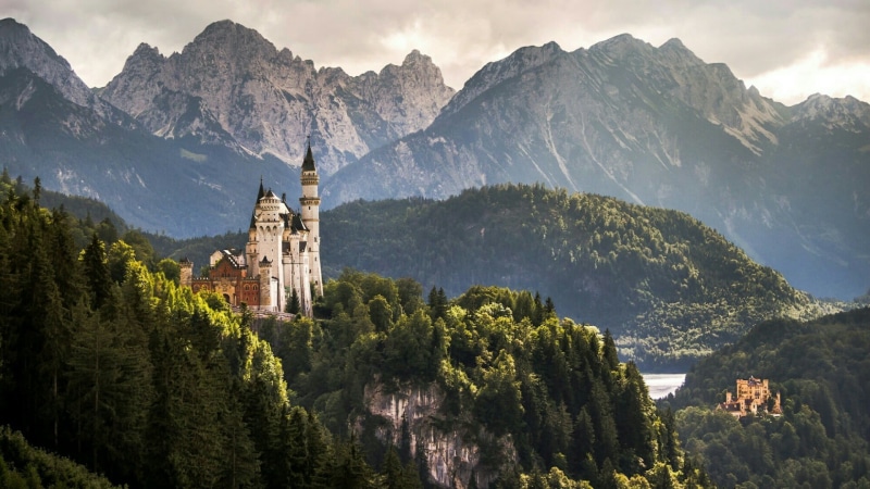 wilderness, schwangau, scenics - nature, plant, germany, building exterior, place of worship, highland, nature, alps, belief, built structure, tree, landmark