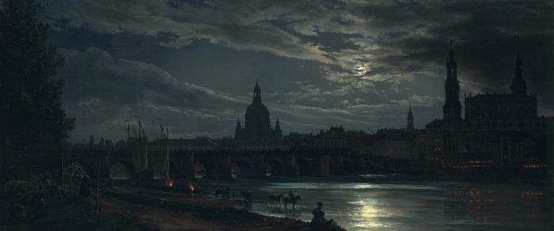 ultrawide classic art dresden, dusk, place of worship, building exterior, religion, river, travel destinations, reflection, building, nature, 2K, water