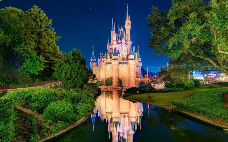 river, cinderella, castle, park, disneyland, cinderella castle, 1080P