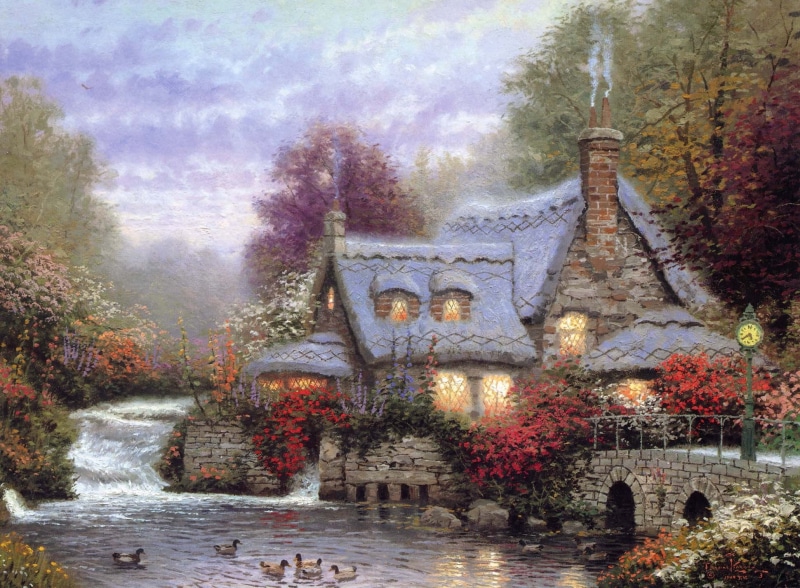 built Structure, Kincaid, no people, forest, smoke, outdoors, christmas, famous Place, scenics, The Miller`s Cottage, heat, tree, house, park - Man Made Space