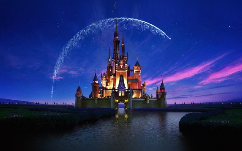 disney, castle, 4K, artwork, sky, illust