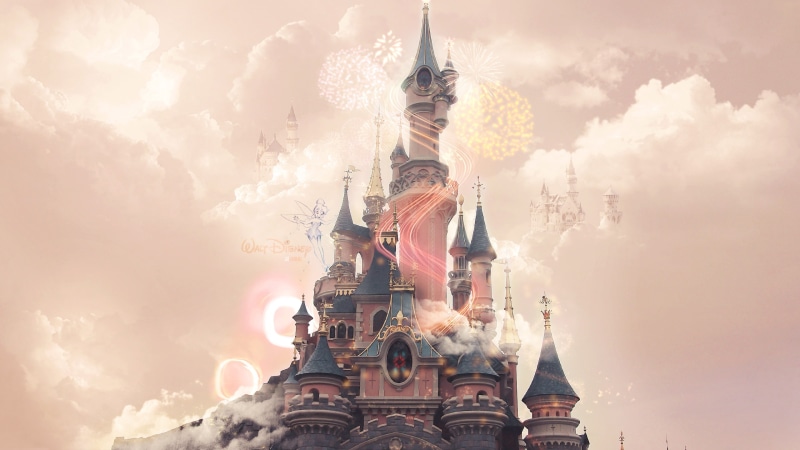 hd, fantasy, 2K, disneyland, castle, fireworks