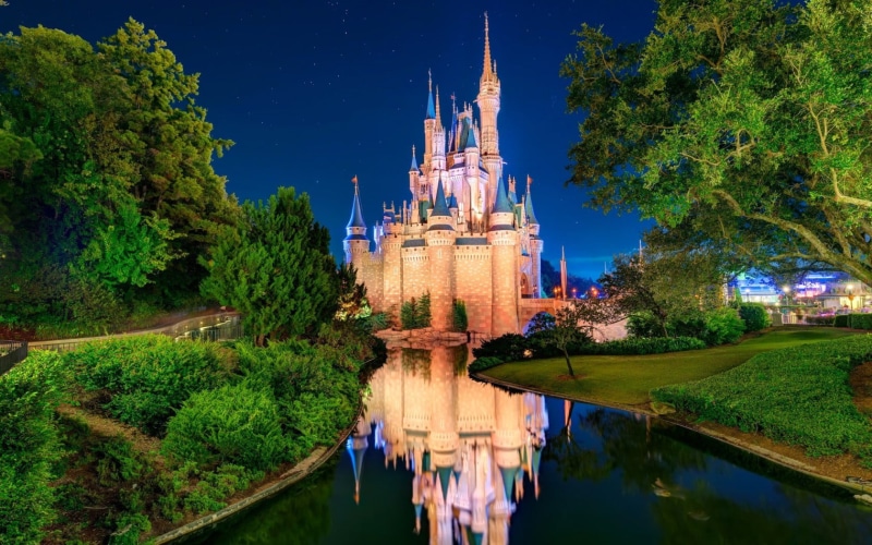 no people, Orlando, city, the past, castle, cityscape, illuminated, tourism, Cityscapes, history, cinderellas, built structure, disney, travel, tree, reflection