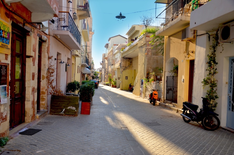 built structure, motorcycle, architecture, sky, direction, alley, Greece, old, street, the way forward, Greek, Chania, incidental people, Old, town, mode of transportation