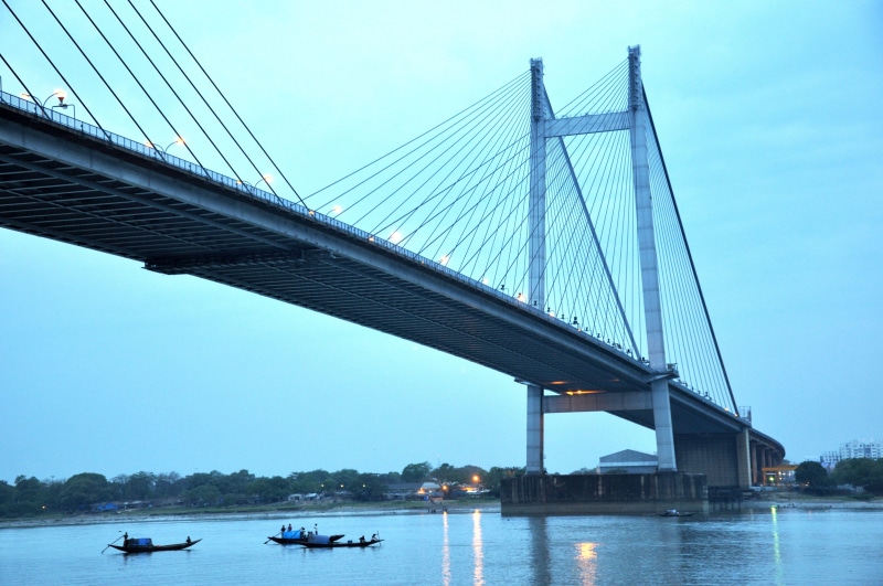 travel, setu, river, nature, bridge - man made structure, boats, Bridge, water, connection, sky, cable-stayed bridge, tourism, vidyasagar, bengal, Calcutta