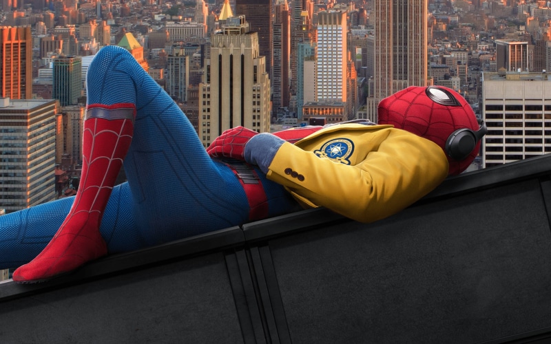 Spider-Man: Homecoming (2017), 1080P, Marvel Cinematic Universe, cityscape, Spider-Man, movies, headphones
