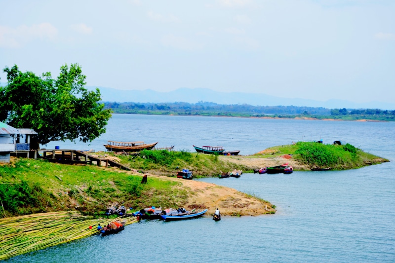 natural, daytime, boat, bangladesh, outdoors, tranquil scene, blue, water, land, nautical vessel, no people, mode of transportation, tranquility, body