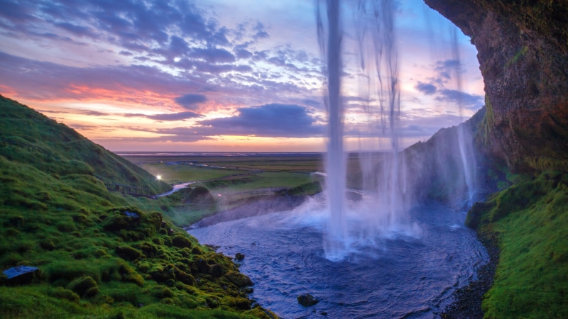 tranquil scene, motion, nature, outdoors, non-urban scene, tranquility, power in nature, water, rainforest, scenics - nature, sunset, 8k  waterfall nature beauty