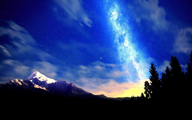 beautiful, beauty, night, dark, art, hd, dark night, nature, majestic, mountains, 1080P, Blue, Clouds
