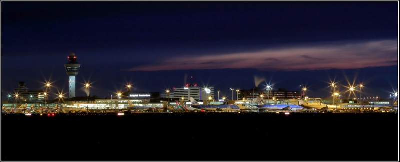 factory, Amsterdam Schiphol airport, air traffic control, Amsterdam  Airport, chimney, night, control tower, sky, nacht, refinery, pollution, apron, 5K