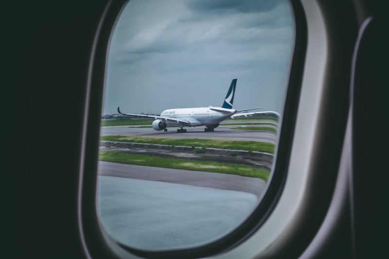 aerospace Industry, aircraft, weather, cathay pacific, flying, 5K, people Traveling, corporate Jet, gray, landing - Touching Down, technology, overcast