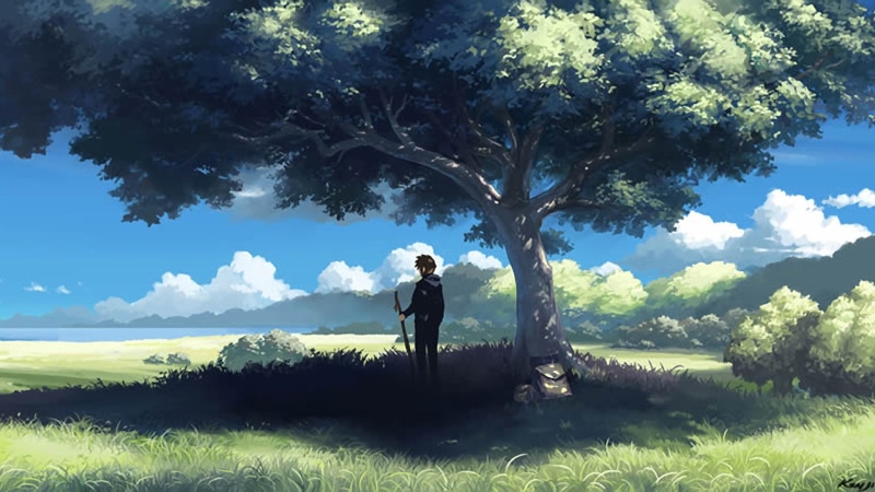 environment, anime, freedom, landscape, scene, cloudy, park, outside, scenic, season, sun, plant, agriculture, spring, country, sky, horizon, meadow, rural
