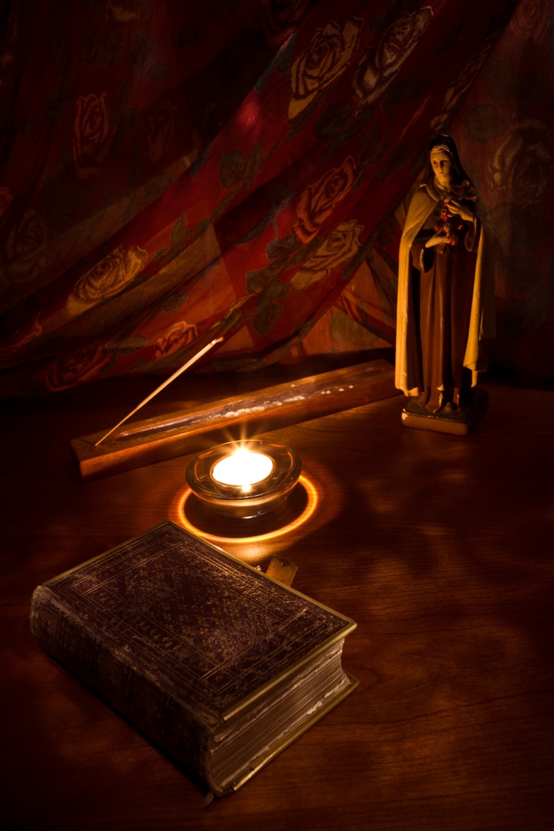 beliefs, lighted, jesus, dark, icon, catholic, close-up, altar, place of worship, religious, shrine, st mary, god, belief, illuminated, table, pray, church