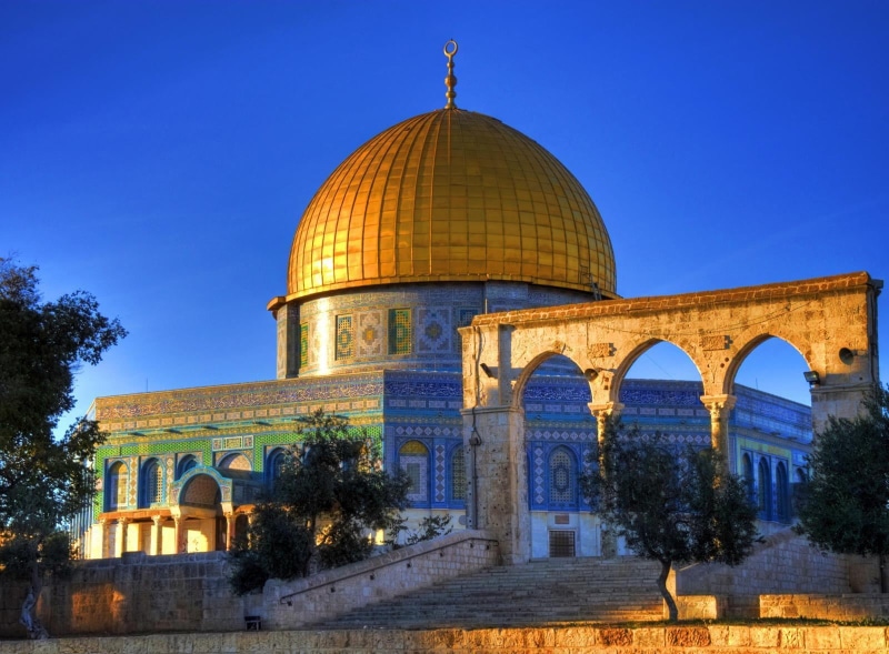 building exterior, outdoors, aqsa, architecture, arch, Religious, sky, city, belief, mosque, gold, masjid, no people, colored, religion, travel, travel destinations