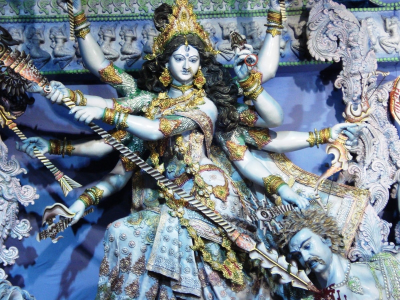 female likeness, representation, male likeness, 2K, deiti, art and craft, statue, sculpture, durga, godess, human representation, silver colored, place of worship
