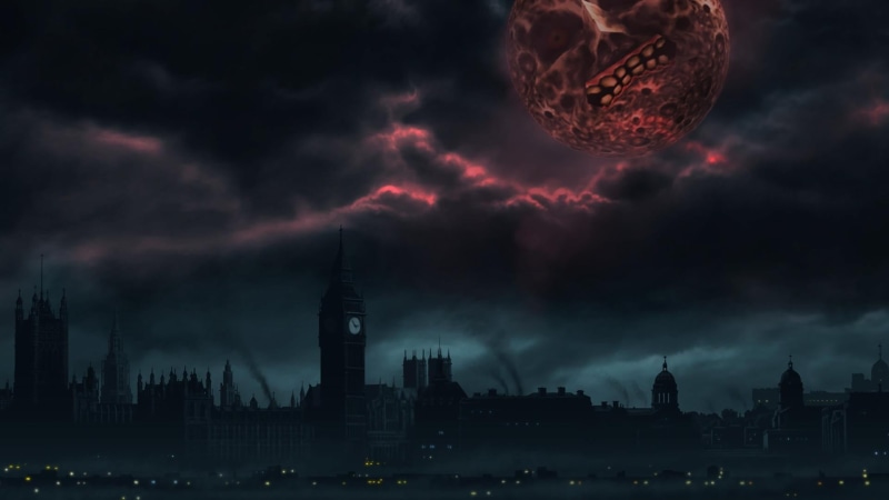 The Legend of Zelda: Majoras Mask, building exterior, nature, 1080P, sky, skyscraper, moon, power in nature, cityscape, built structure, The Legend of Zelda