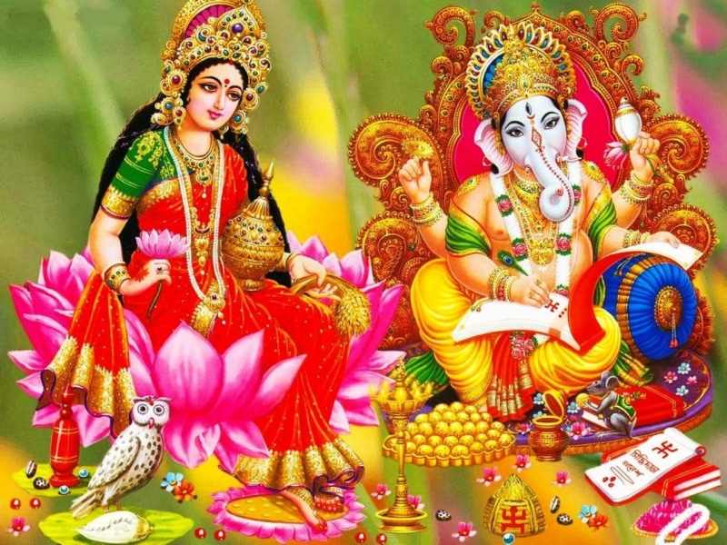 God, spirituality, ganesha, 720P, multi colored, representation, statue, lakshmi, Lord Ganesha, assorted, celebration, belief, indoors, flower, art and craft
