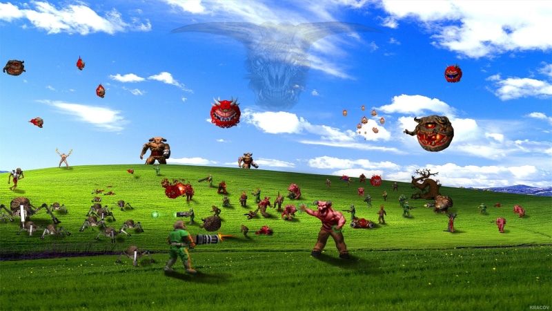 Windows XP, Doom slayer, Doom guy, Doom (game), 1080P, video games
