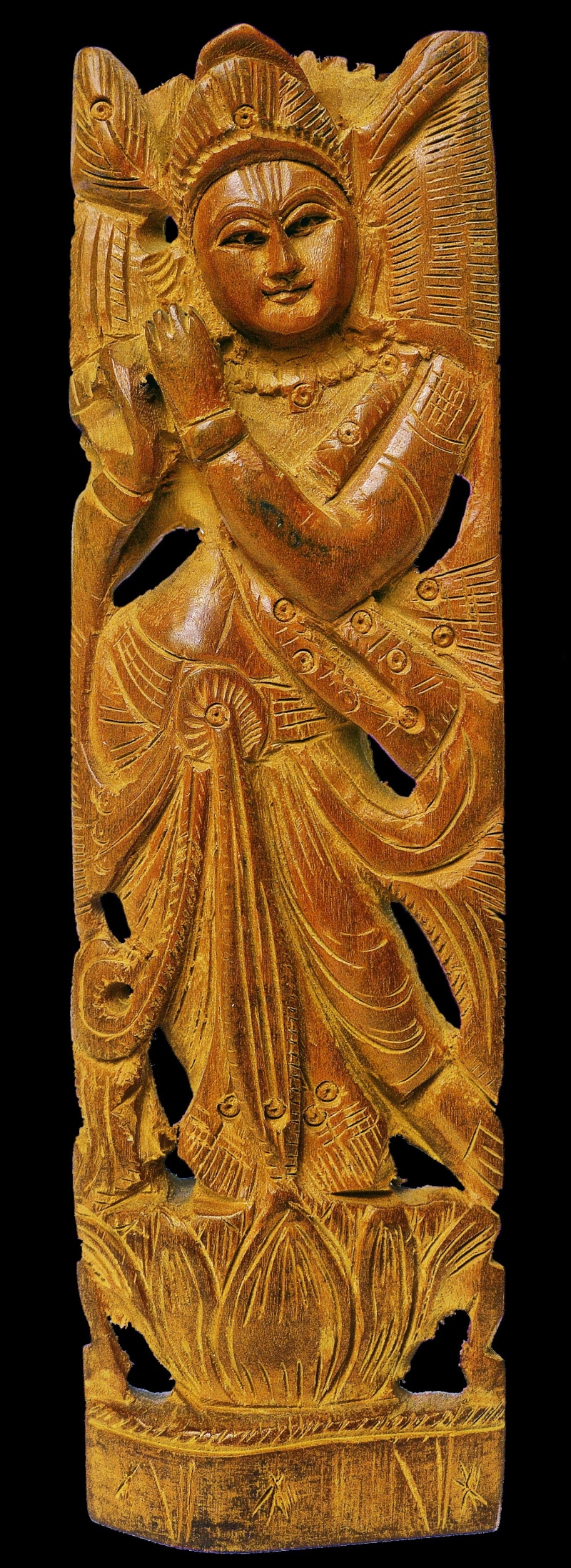 gold colored, carving - craft product, holzfigur, evil, studio shot, black background, close-up, 4K, sculpture, indian, tand, holy, no people, hand carved