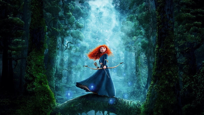 merida, adult, woodland, nature, beauty, Disney, beauty in nature, dress, clothing, beautiful woman, 1080P, tree, forest, land, young adult, tranquility