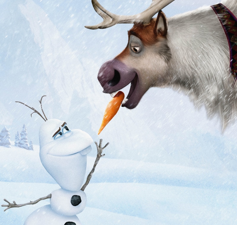 Olaf, Sven, Frozen, Kingdom, snow, carrot, animal, fun, animal wildlife, frost, animal themes, vertebrate, deer, ice, 4K, season, no people, cold - Temperature