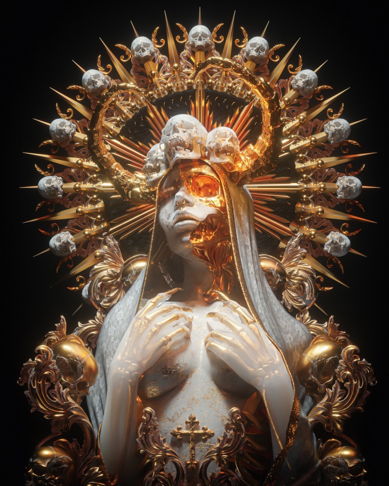 skull, 2K, religion, dark, death, gold, billelis