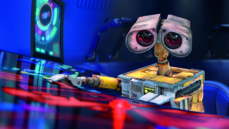 WALL·E, no people, close-up, 1080P, occupation, connection, electronics industry, control, industry, nightlife, computer, selective focus, equipment, technology