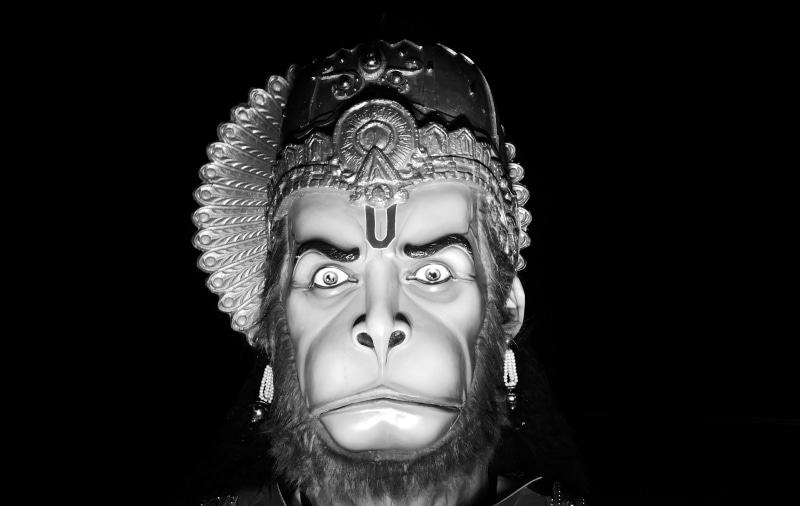 hinduism, copy space, mask, front view, tamil nadu, lifestyles, 4K, mid adult, portrait, human representation, studio shot, mask - disguise, black background