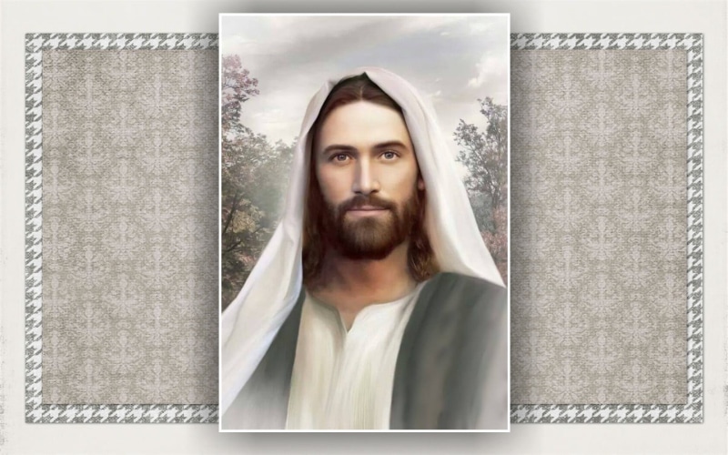 studio shot, headshot, men, God, indoors, facial hair, human face, adult, front view, digital composite, mustache, young adult, Lord, Jesus, beard, multiple image