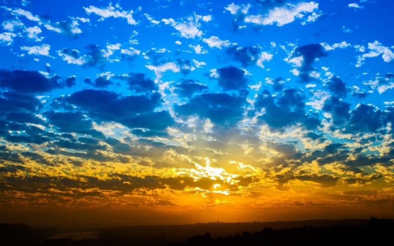 720P, clouds, sunset, scenic, blue, sunshine, sky, nature, blue sky, photography, landscape