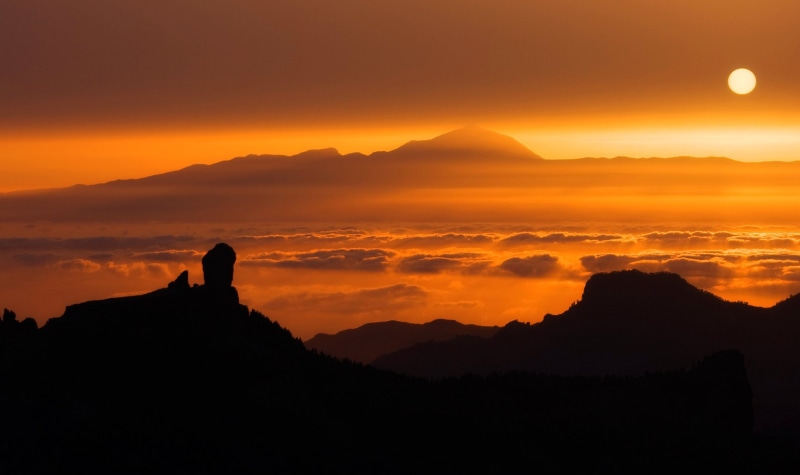 teide, sunset, nature, photo, 2K, silhouette, el, scenics, golden, hour, landscape, mountain