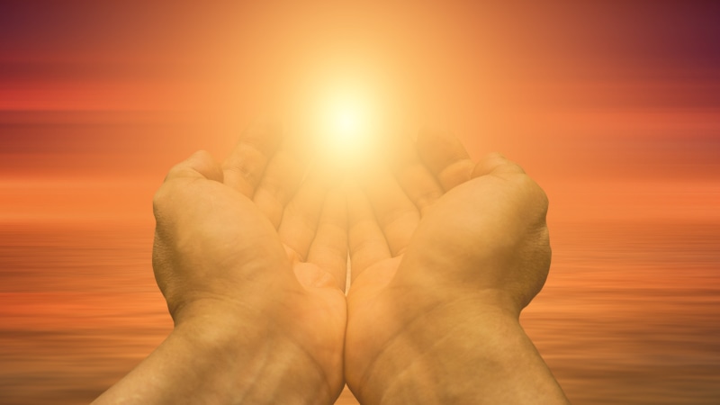 sky, pray, glowing, one person, peace, light, limb, human foot, human hand, human limb, sun, heavenly, god, sunlight, christ, sunset, nature, soul, 5K