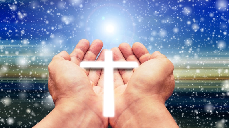 human body part, dom, adult, sky, religion, faith, snow, pray, one person, embassy, holding, finger, body part, light, trust, cold temperature, peace, christ