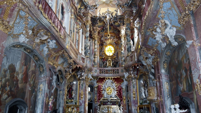 spirituality, asamkirche, catholicism, belief, christianity, 5K, cathedral, indoors, ceiling, history, built structure, ornate, believe, altar, art and craft