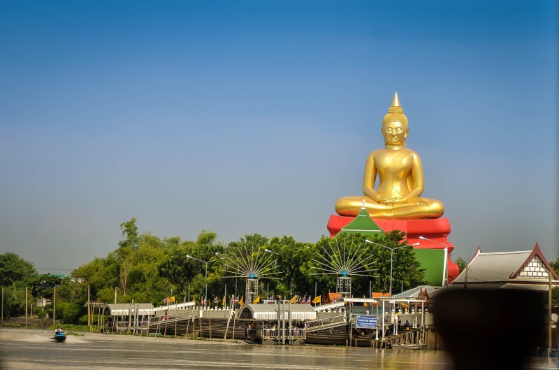 india, beach, monk, big, pray, worship, near, asian, building, faith, design, religious, place of worship, zen, antique, golden, thailand, travel, illustration