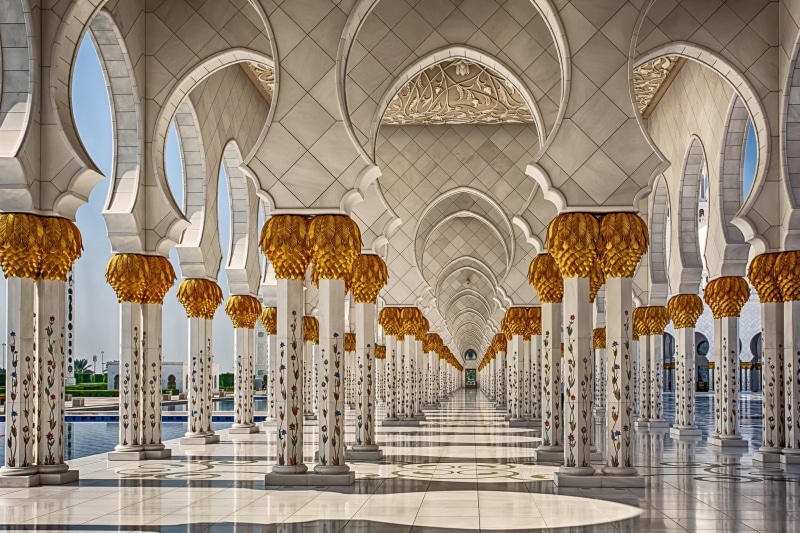 no people, architectural Column, spirituality, white, middle East, the Sheikh Zayed Grand mosque, belief, minaret, building, islam, ceiling, mosque, travel destinations