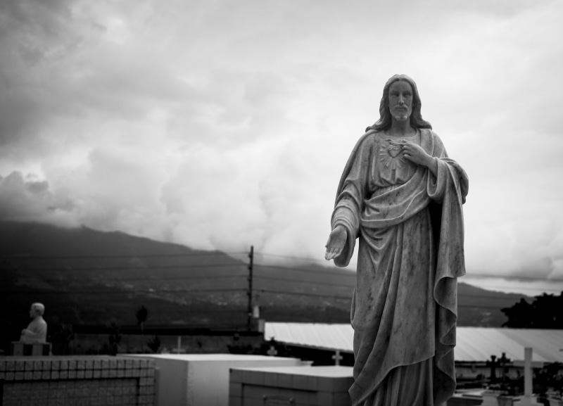 adult, cemetery, belief, Jesus Christ, jesus, sculpture, statue, god, easter, male likeness, fine art statue, architecture, 5K, religion, cloud - sky